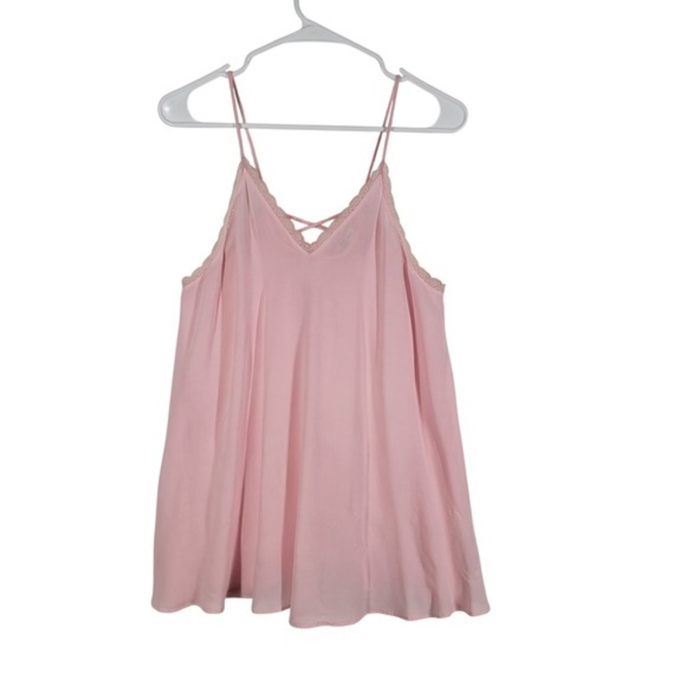 Abercrombie Fitch Pink Lace Trim Cami Top‎ Sleepwear Spaghetti Strap Sz Small